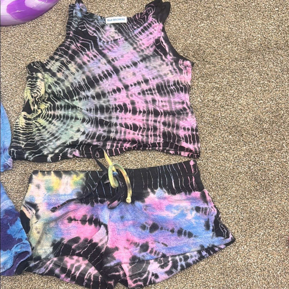 Hard Tail Kids Tie-Dye Matching Set - Black, Pink, Yellow, Blue